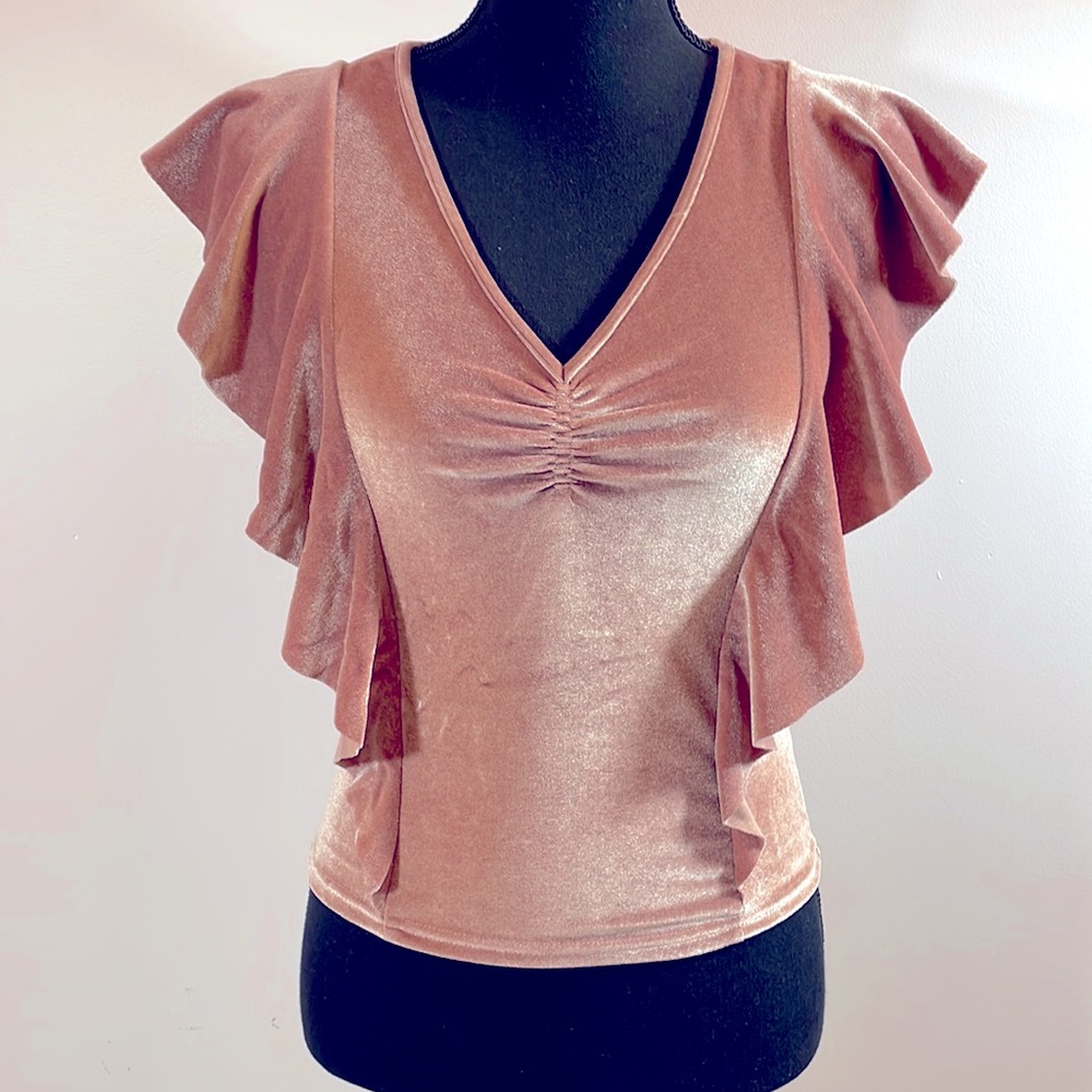 Stradivarius Pink Velvet Top Size Small